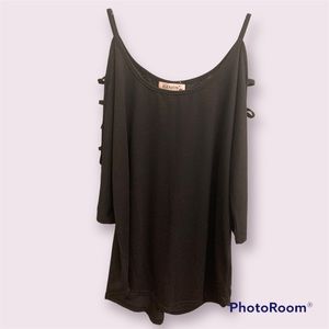 Black cold shoulder top
